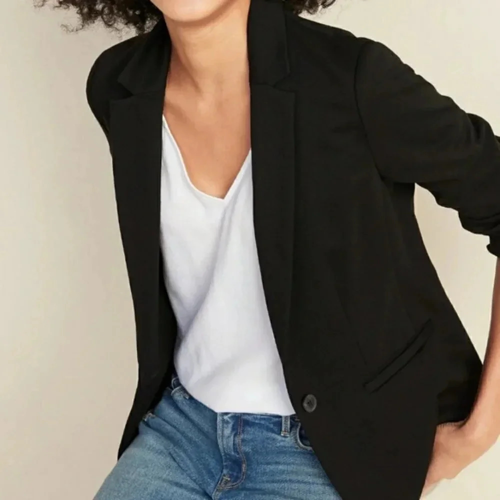 H&M Black Single Button Long Blazer